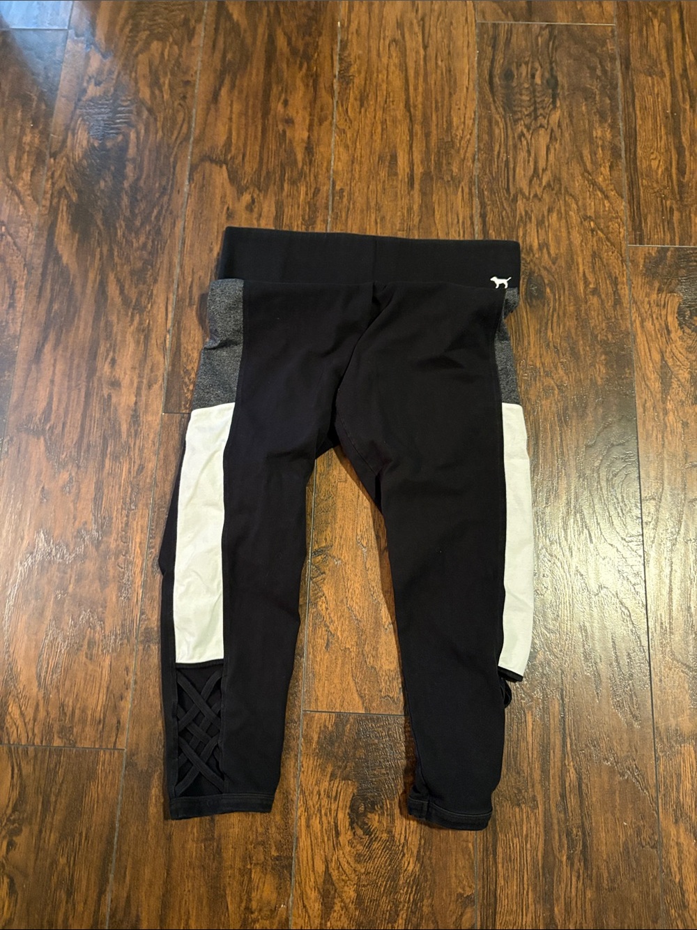 Victoria secret pink Black and White and grey Leggings with Lattice Detail